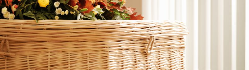 basket with flowers on top